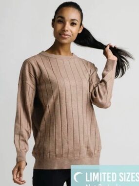ZYIA Womens Mocha Ribbed Sweater sz XS